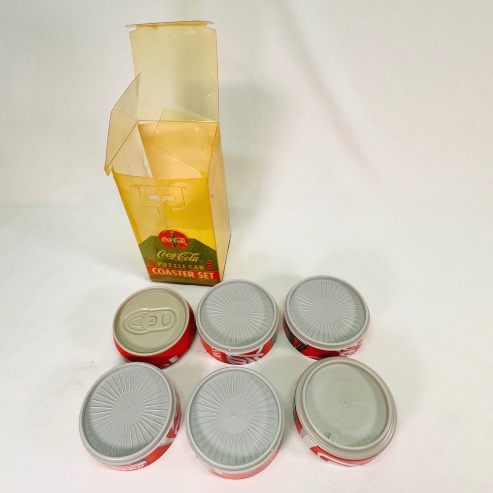 Vintage 1995 Coca-Cola Puzzle Can Coaster Set Stackable 6 Piece Coke Classic Can - Picture 11 of 13